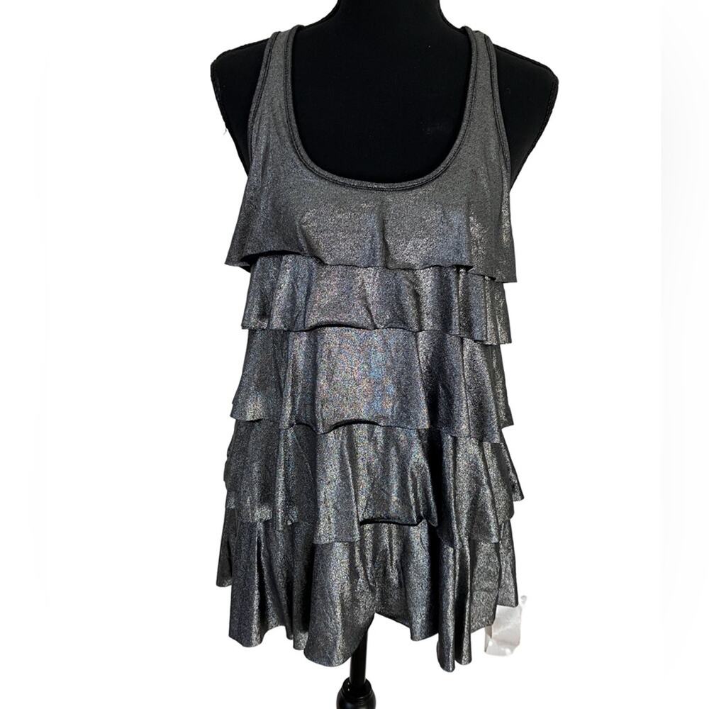Silver Tiered Sleeveless Tank Top XL by XXI